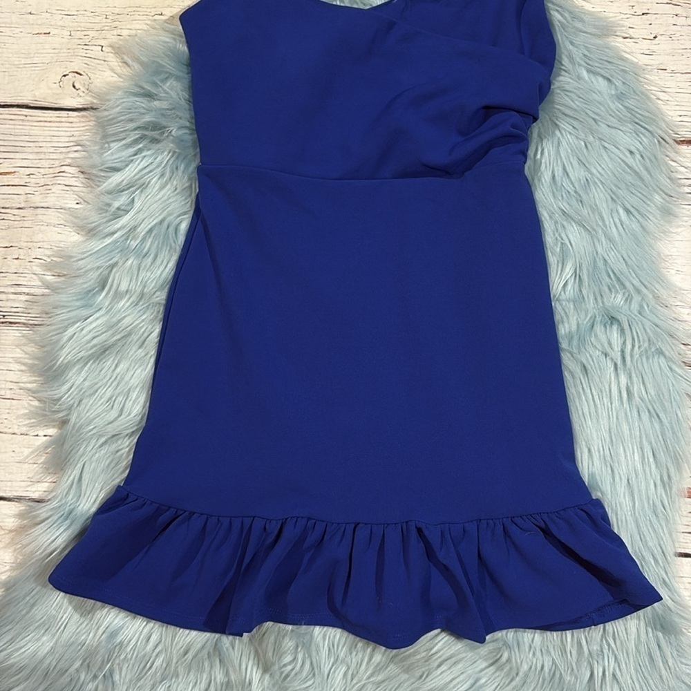 NWOT Lulus Impeccable Essence Royal Blue Surplice Tiered Mini Dress - Picture 6 of 8